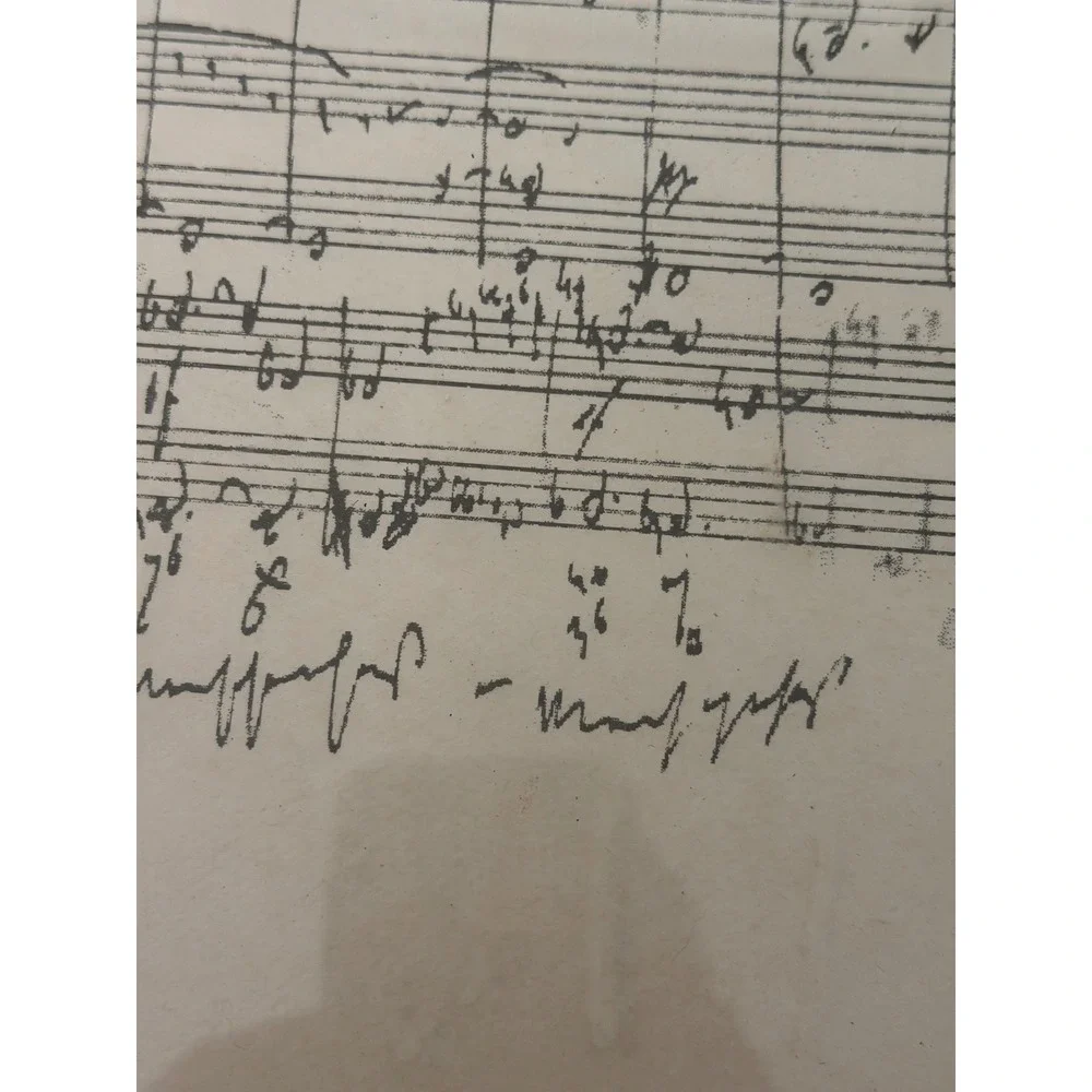 Vintage Framed Handwritten Sheet Music Manuscript Print Brass Frame 12x17